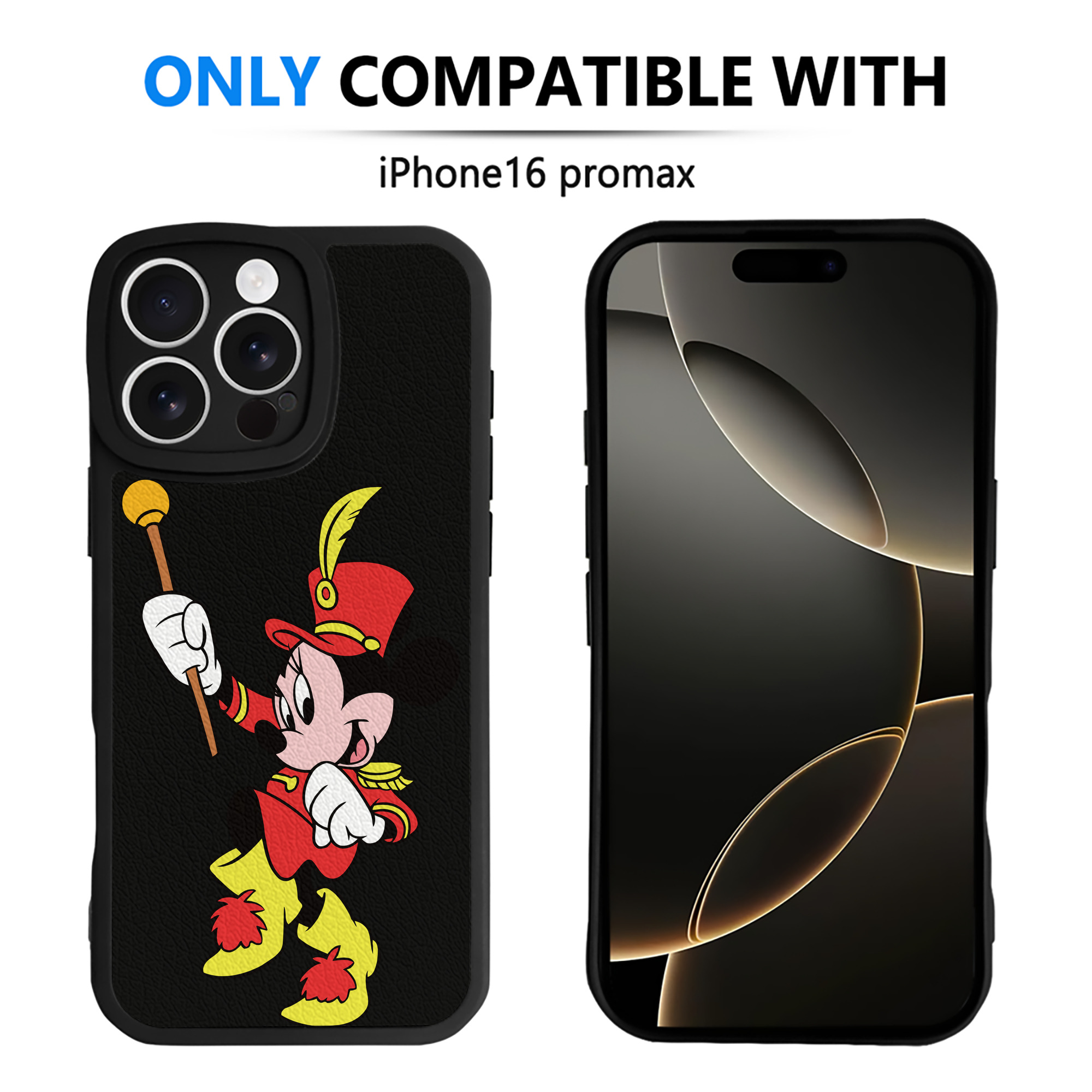 （画像用） ミッキーマウス Mickey Mouse 【iPhone 16シリーズ対応】シリコンスマホケース（レザー調） 材質：シリコン